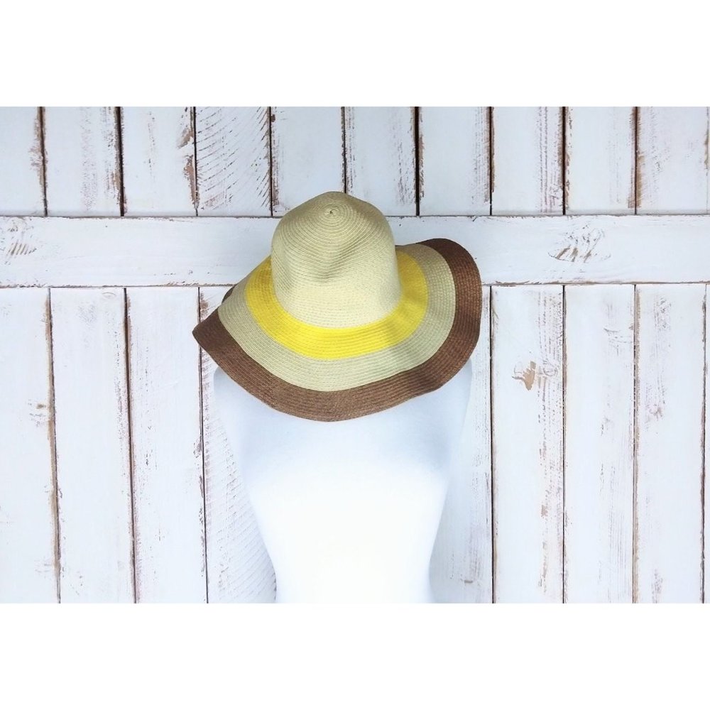 Floppy straw hat vintage striped sun hat